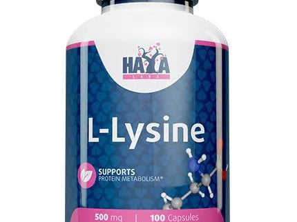 Haya Labs L-Lysine 500 mg (Lizinas), 100 kaps.