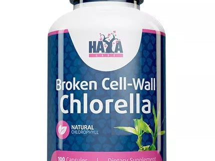 Haya Labs Broken Cell Wall Chlorella (Chlorelė) 100kaps.