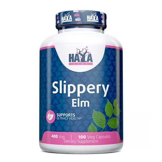 Haya Labs Slippery Elm (raudonosios guobos žievės ekstraktas) 100 kaps.