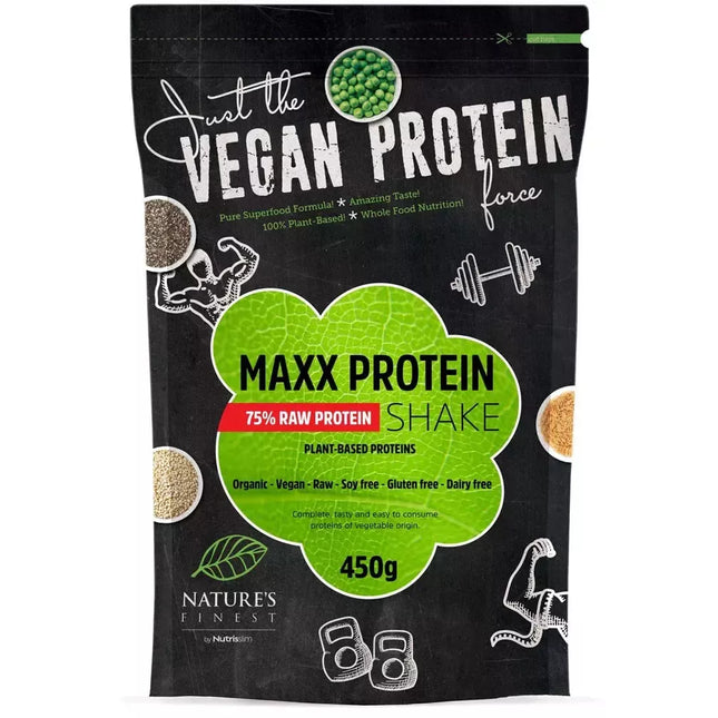 Nature's Finest Augalinių baltymų kokteilis MAXX 75%, ekologiškas 450 g.