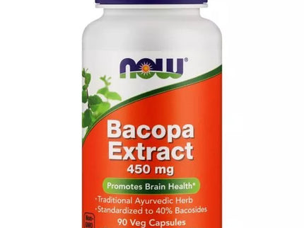 NOW Bacopa Extract 90 kaps. (Mėlynžiedės taškuonės ekstraktas)